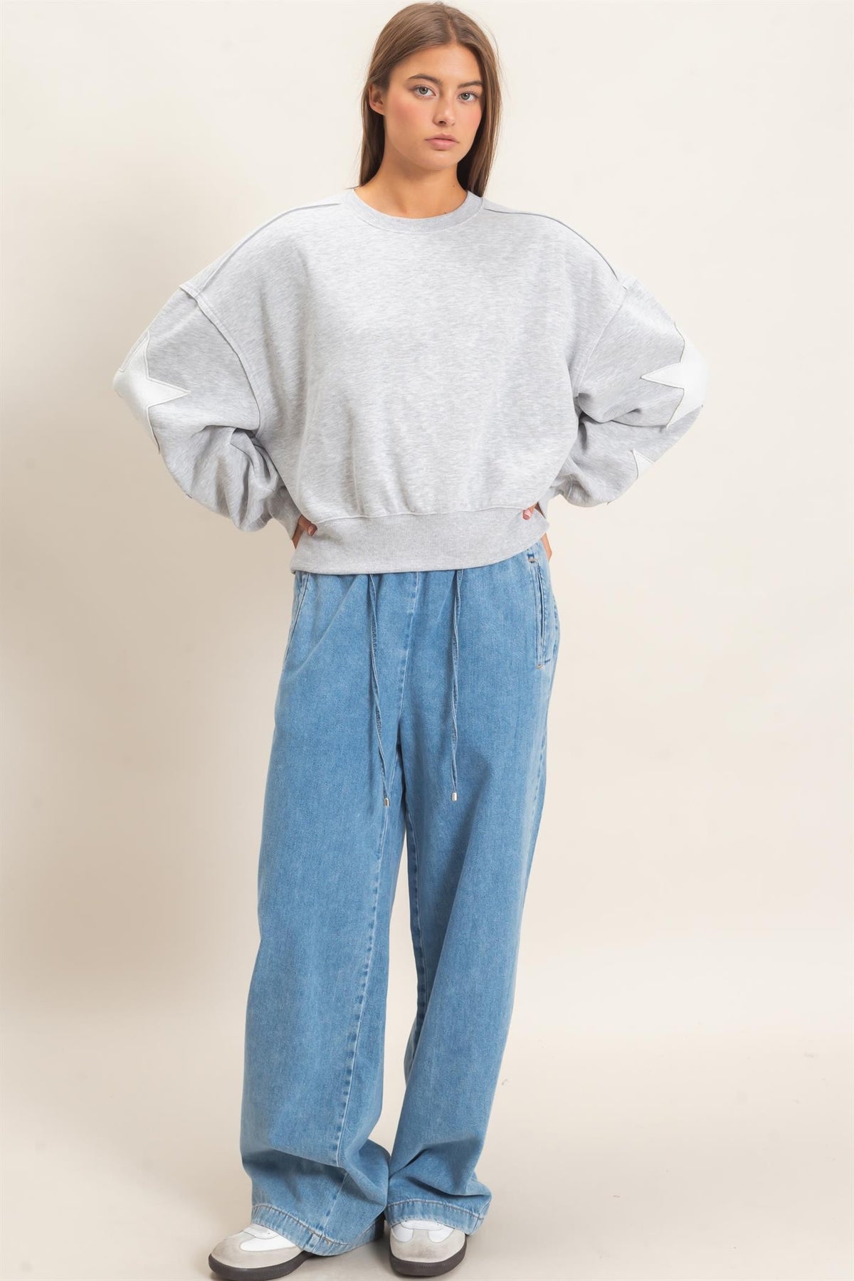 Varsity Star Sweat Set - Heather Gray