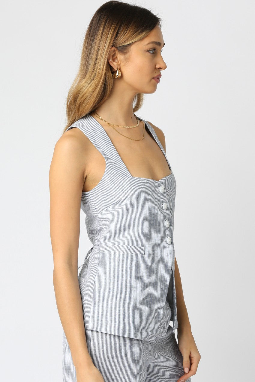 Zuni Linen Pants Set-Blue
