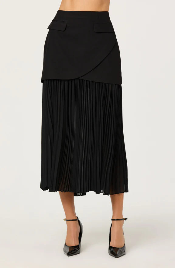 Deaile Contrast Layered Pleated Skirt