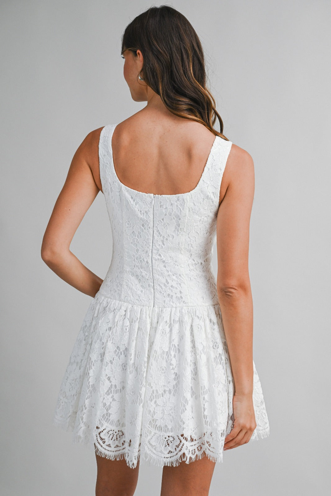 Ivory Lace Garden Mini Dress