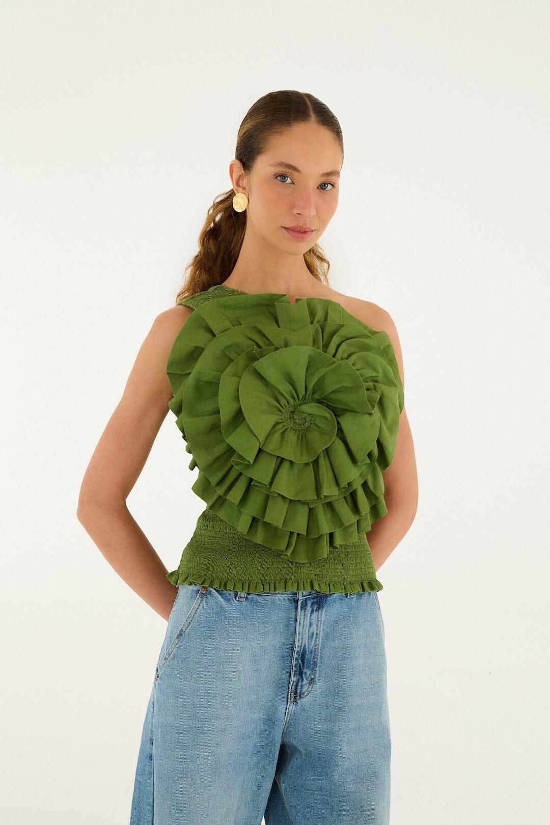 Green One Shoulder Top