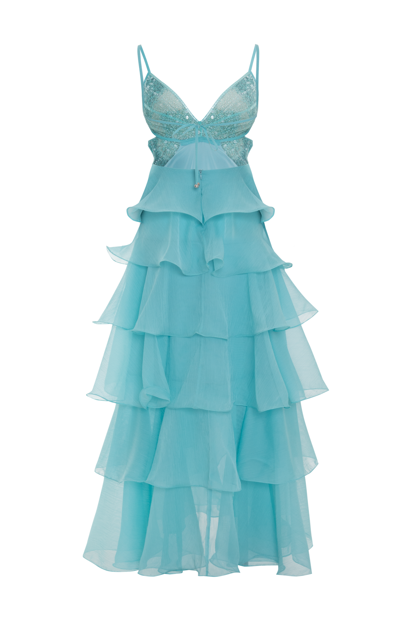 LONG BLUE LOVESTRUCK CHIFFON DRESS