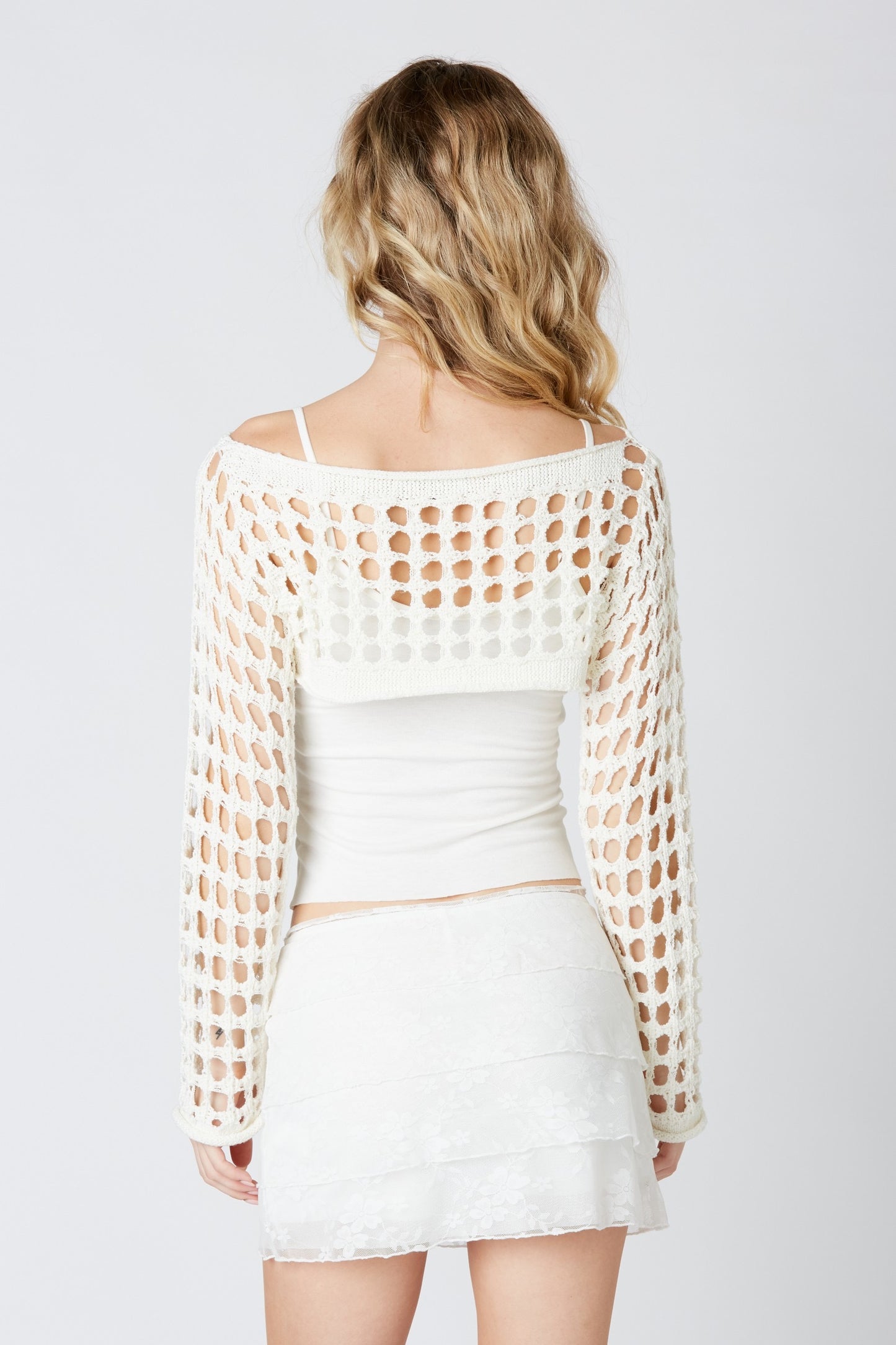 Holes Bolero Top -  white