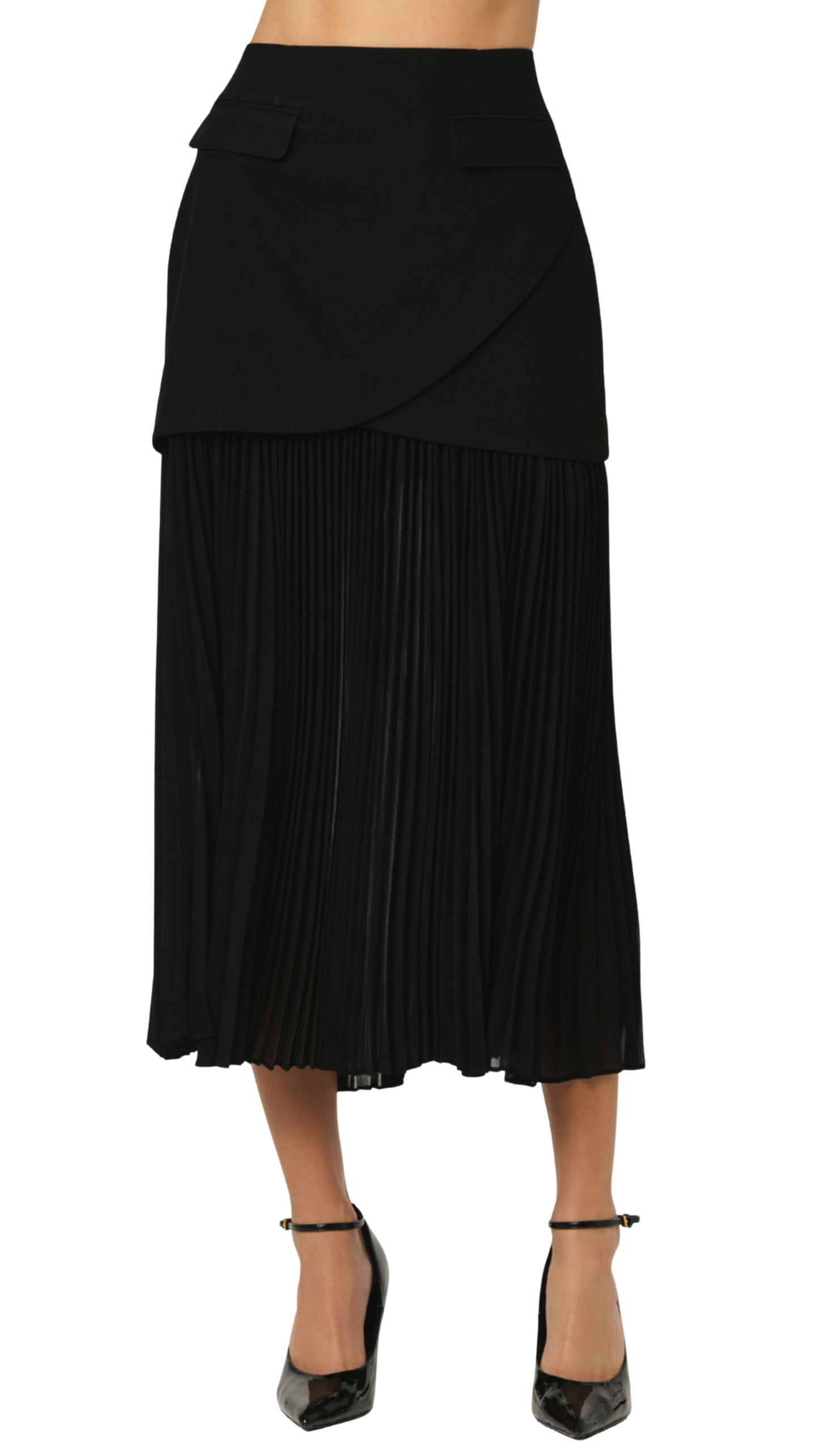 Deaile Contrast Layered Pleated Skirt