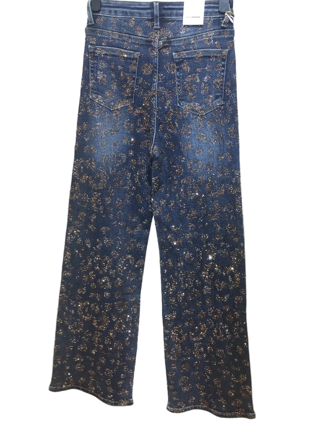 Leopard Crystal Straight Leg Jeans - Bronze – view 4