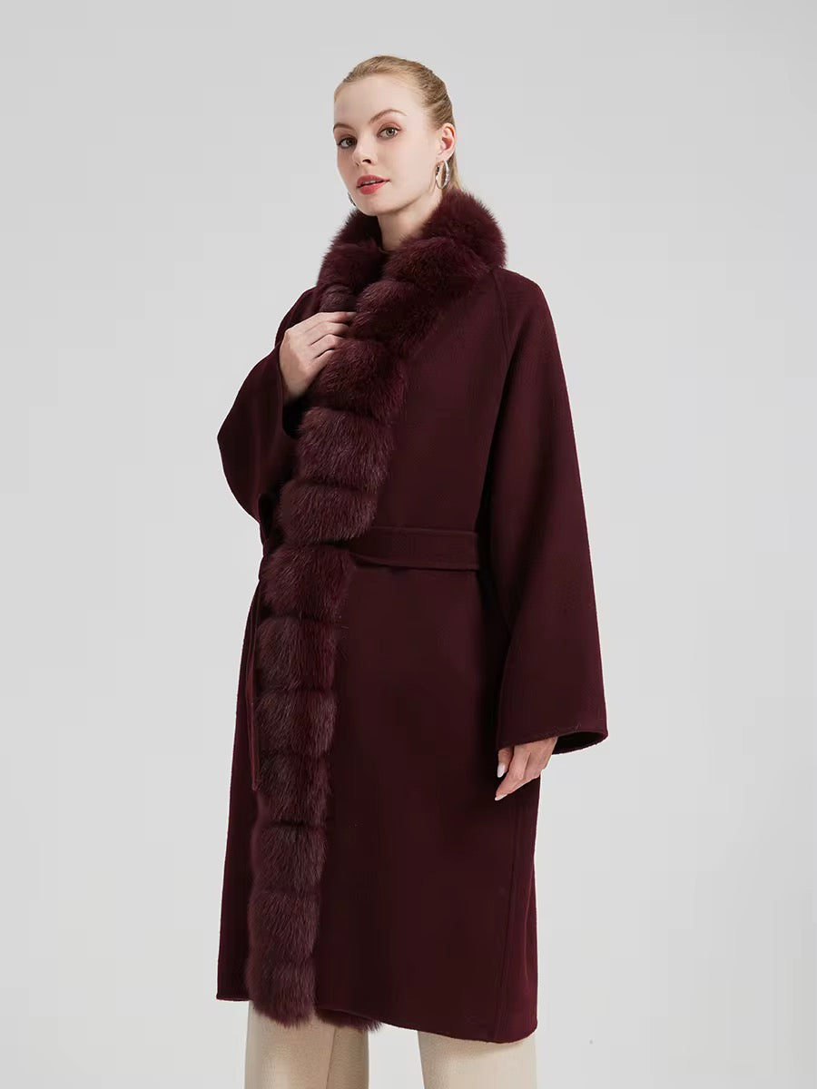 The Opulent Fox Fur Coat in Burgundy
