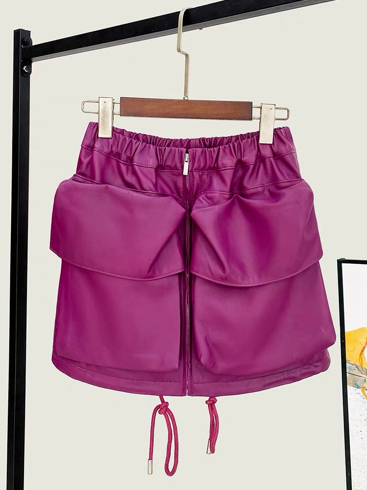 Amethyst Leather Skirt- purple