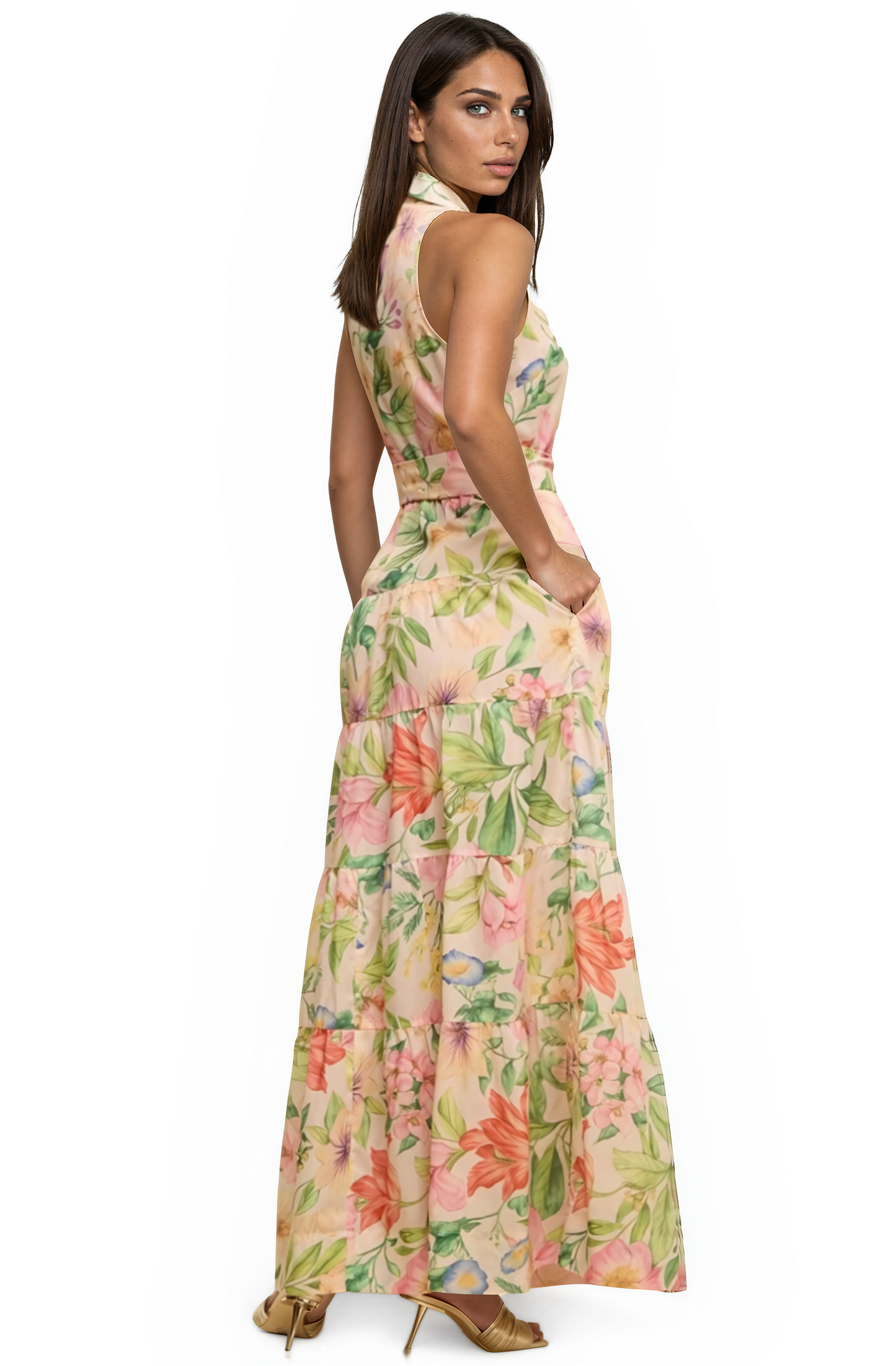 Blush Garden Belted Maxi Dress