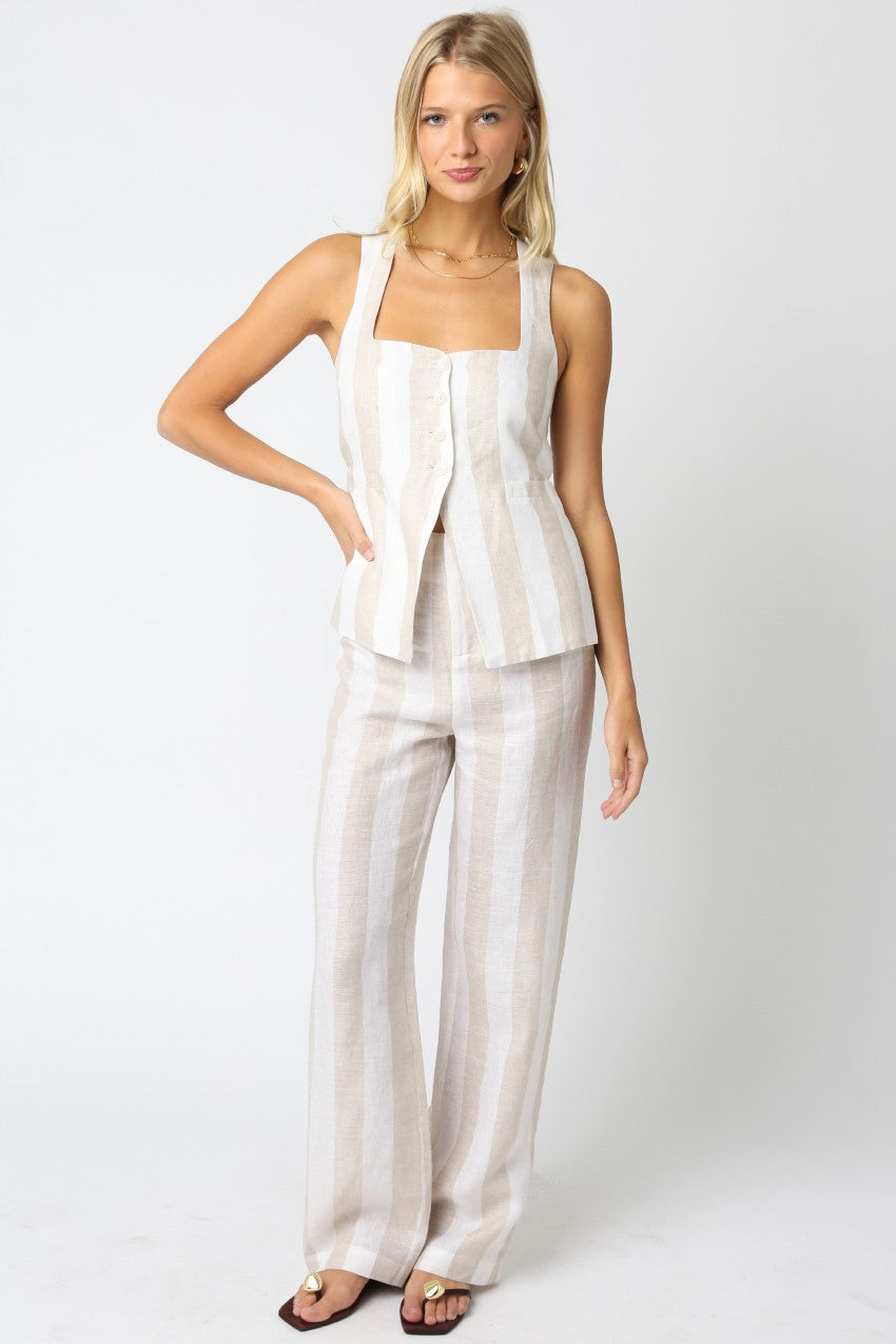 Zuni Linen Pants Set-Beige