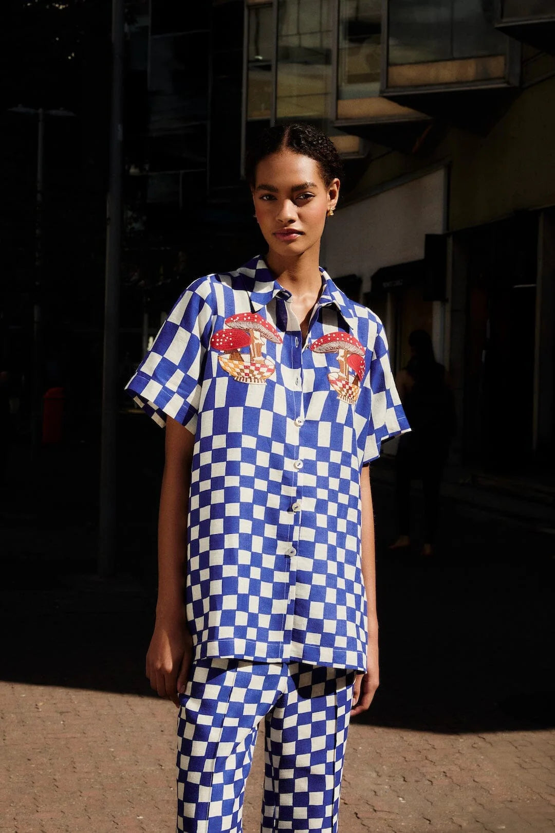 Blue Dream Checkered Pants Set