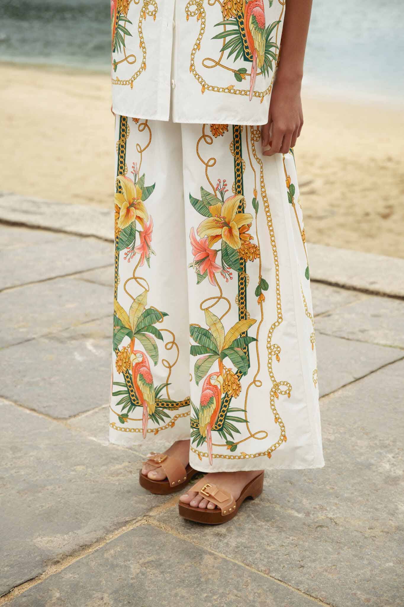Tropical Royalty Off-White Pants Set