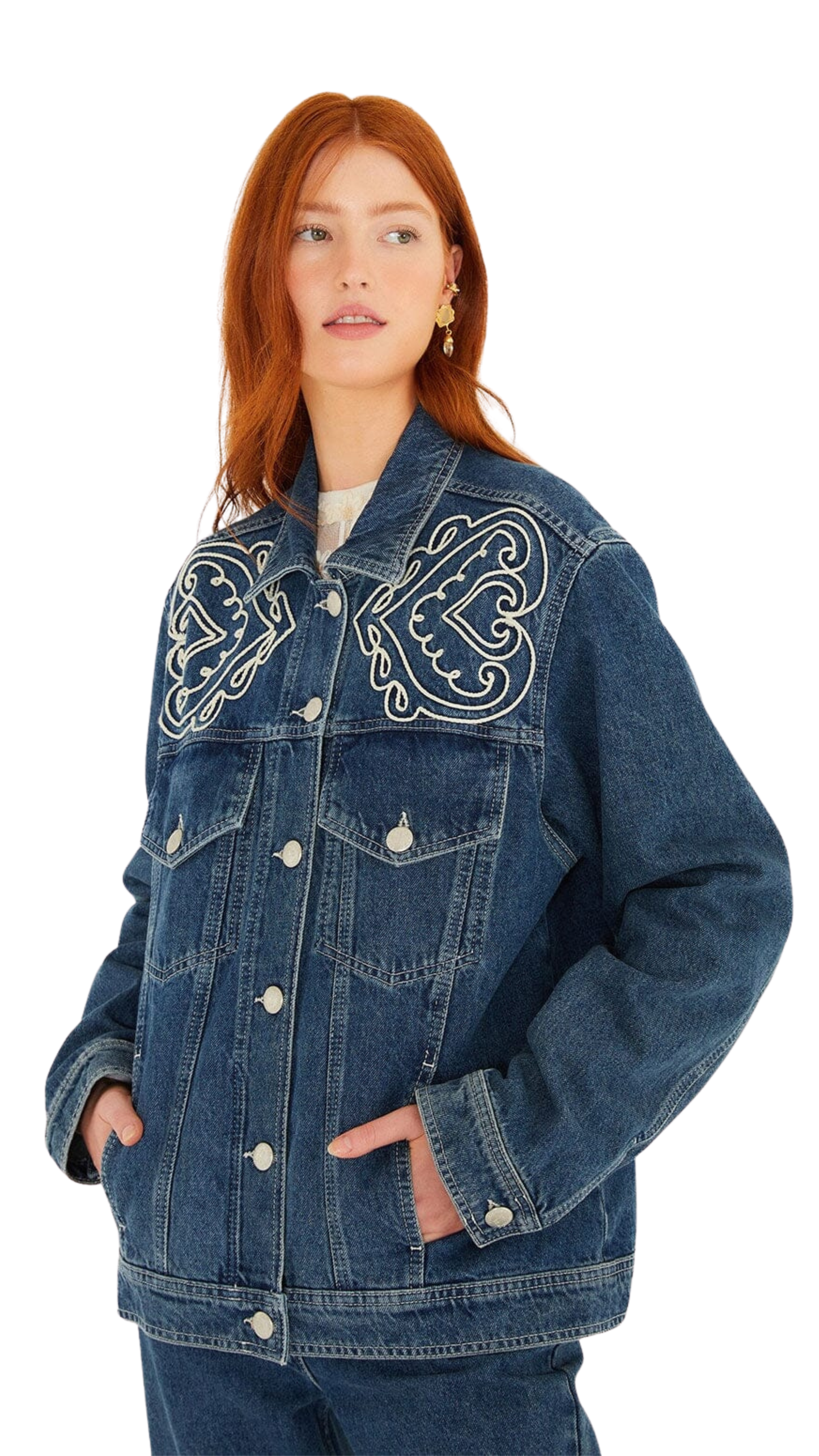 Denim Cornely Buttoned Embroidered Jacket