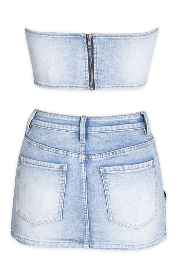 B Denim Skirt Set