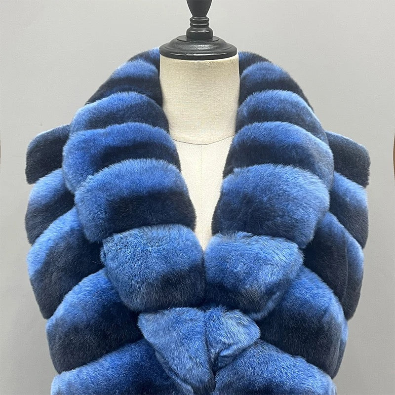 Budapest Cashmere Vest Rex Fur - Blue