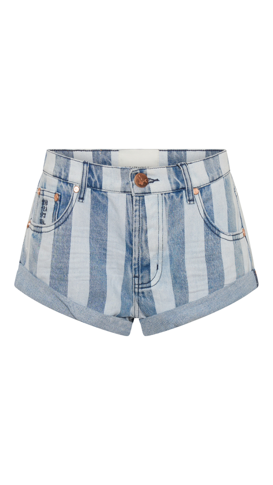 Bandits Low Waist Denim Shorts - Beach Club Stripe