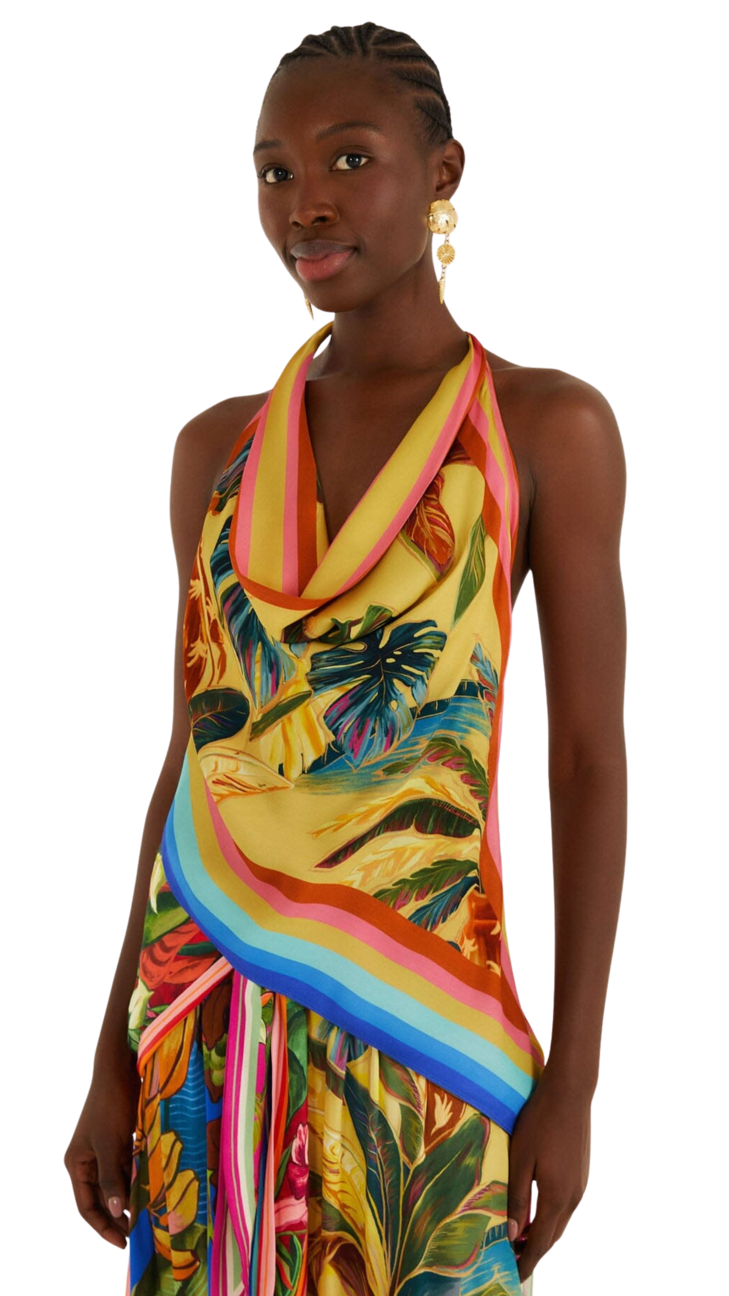 Multicolor Rainbow Summer Scarf Blouse