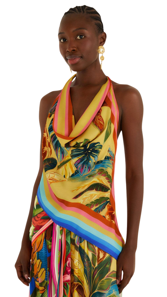 Multicolor Rainbow Summer Scarf Blouse