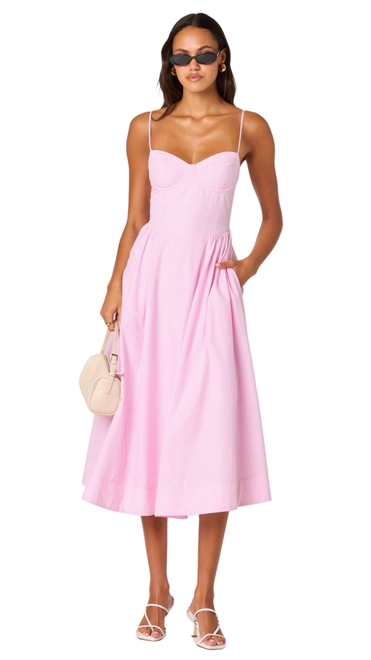 Bellamy Striped Sweetheart A-Line Midi Dress