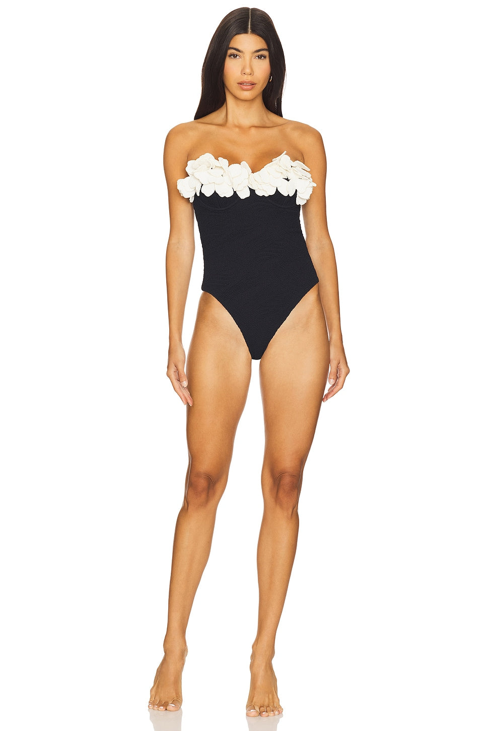 BREEZE JACQUARD FLOWER APPLIQUE ONE PIECE SET