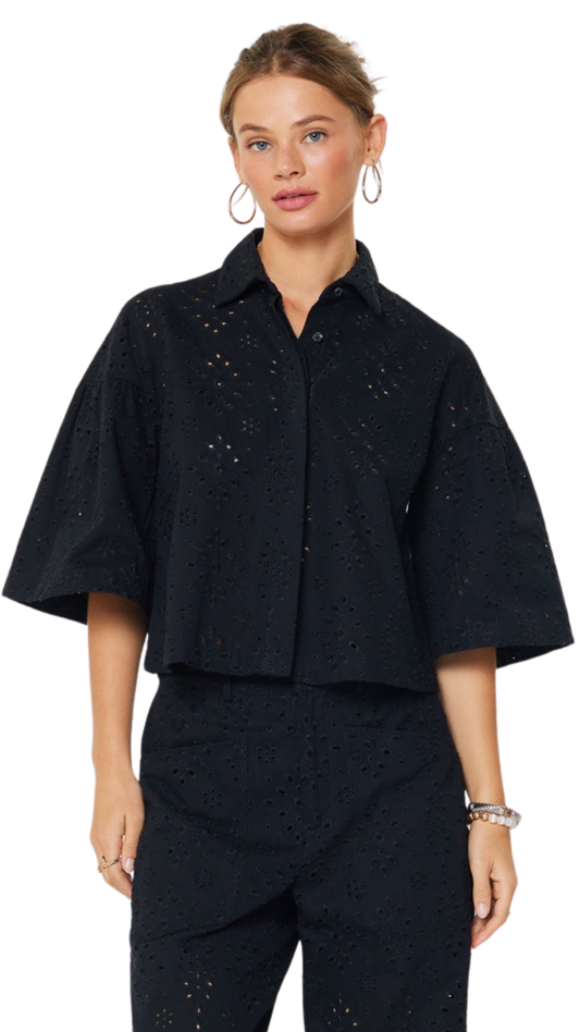 Black Broderie Denim jacket