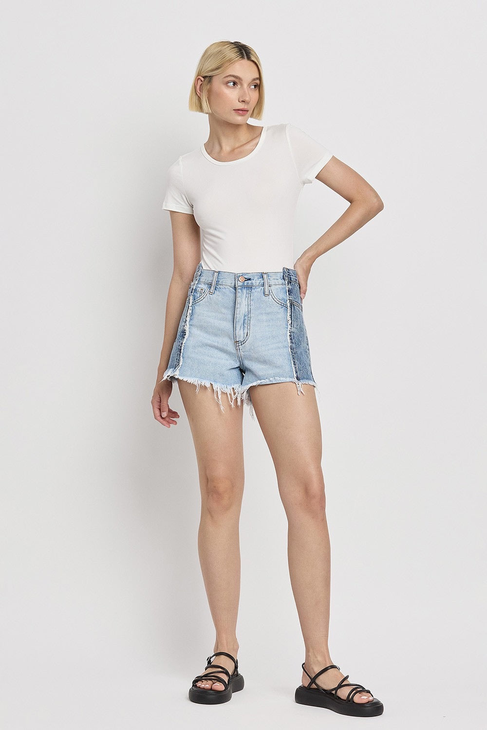 Abstracted Denim Shorts