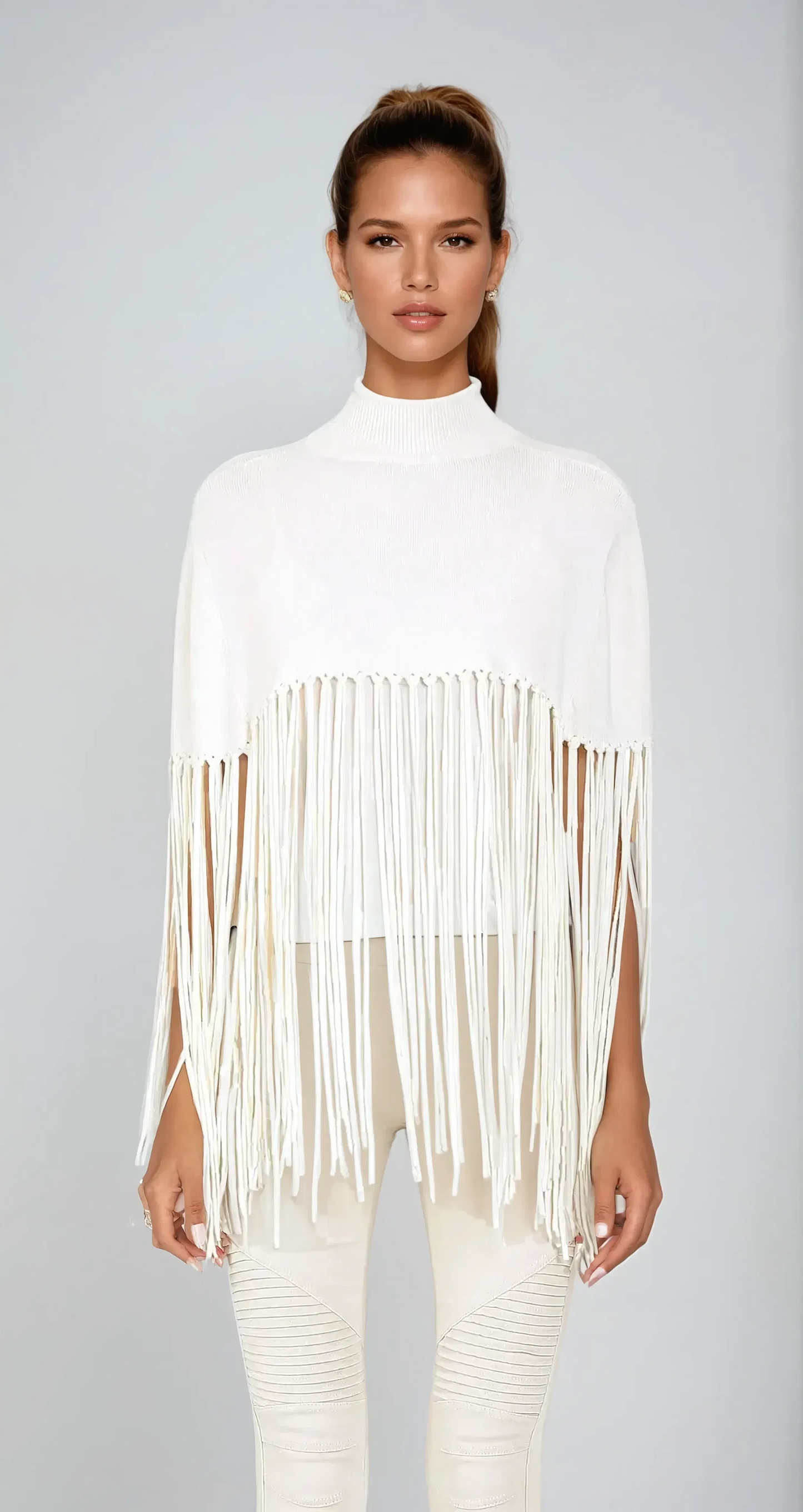 White Fringy Sweater