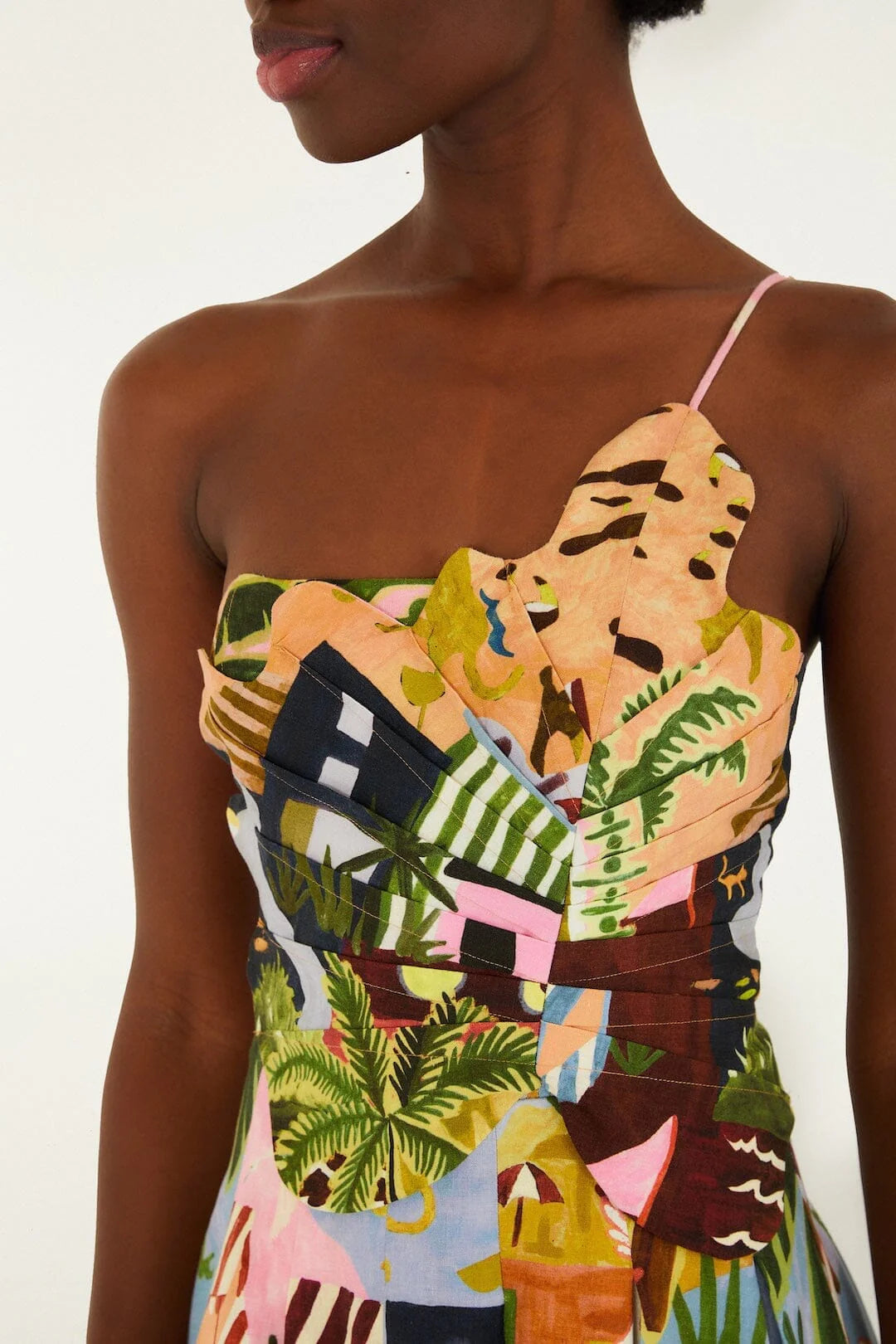 Multicolor Tropical Painting Mini Dress