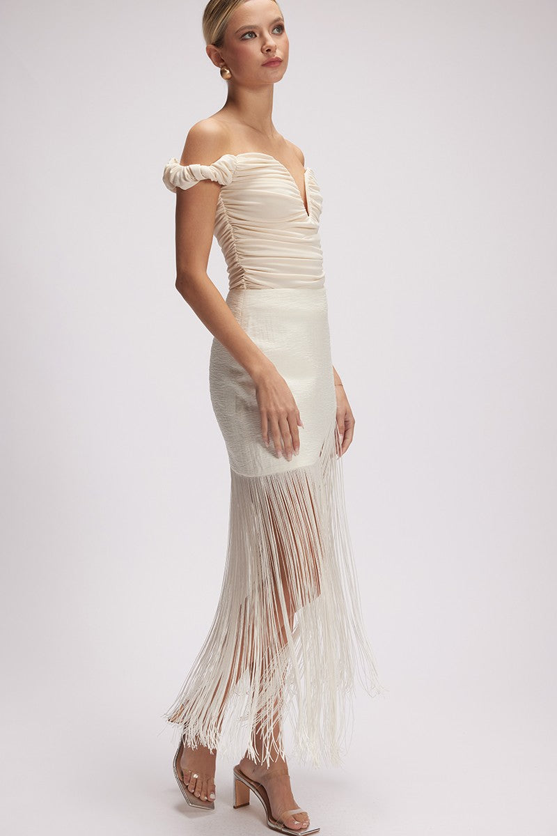 Danny Fringes skirt-white
