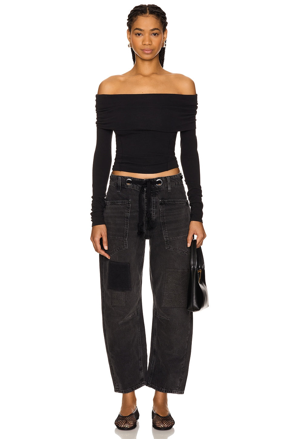 Moxie Low Slung Pull On Barrel Wide Leg-Night Hawk
