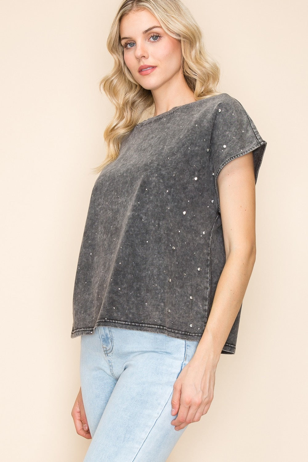 Grey diamanté T-shirt