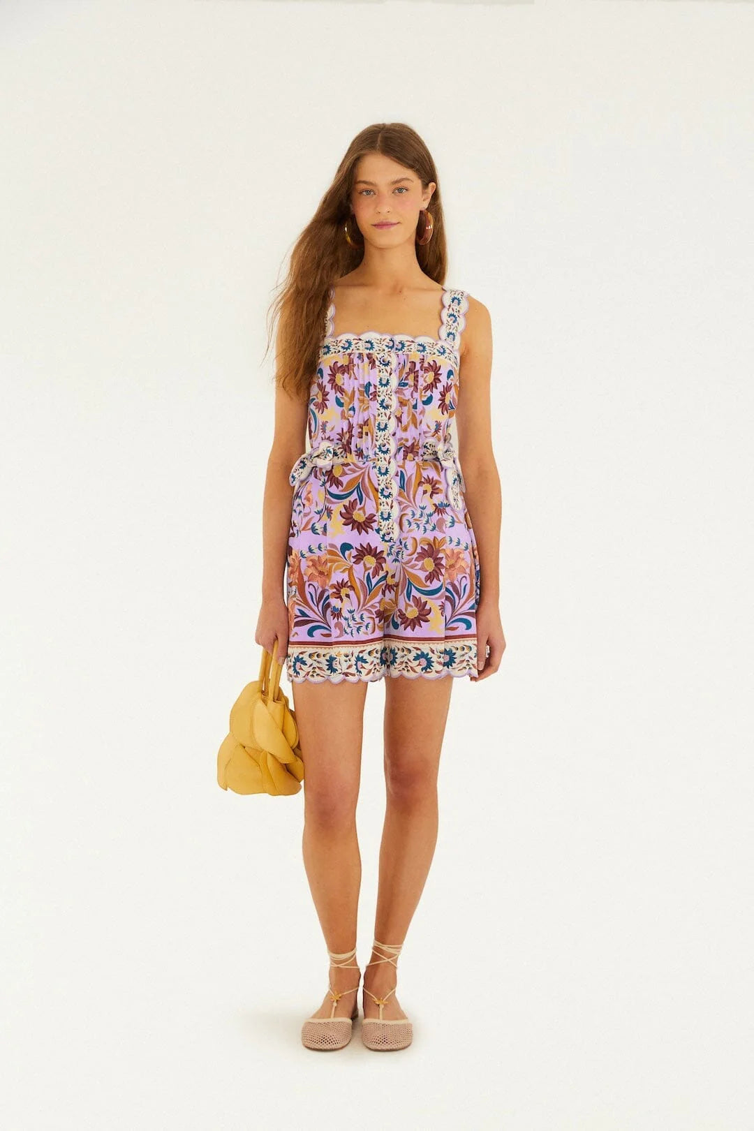 Lilac Flower Tiles Romper