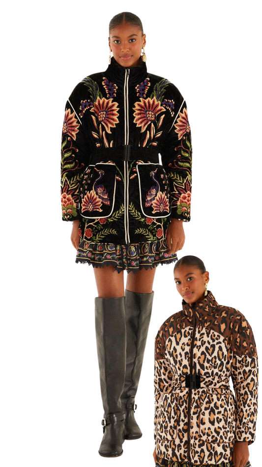 Reversible Black Marvelous Garden Puffer Jacket