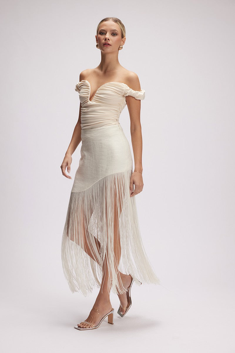 Danny Fringes skirt-white
