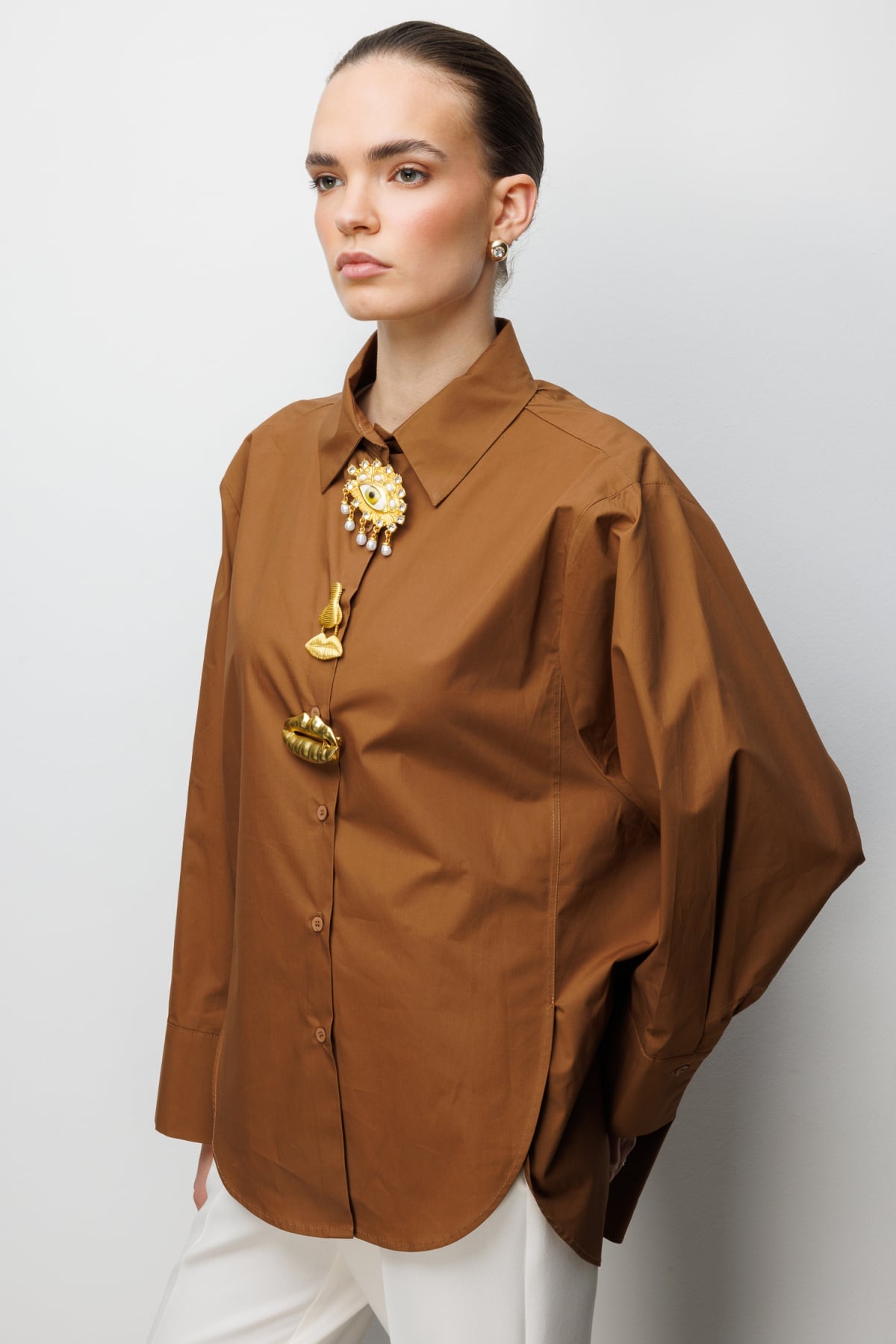Soleil Statement Shirt – Caramel