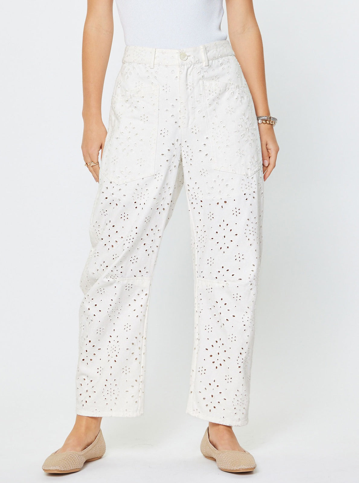 Blanc Broderie Denim Set