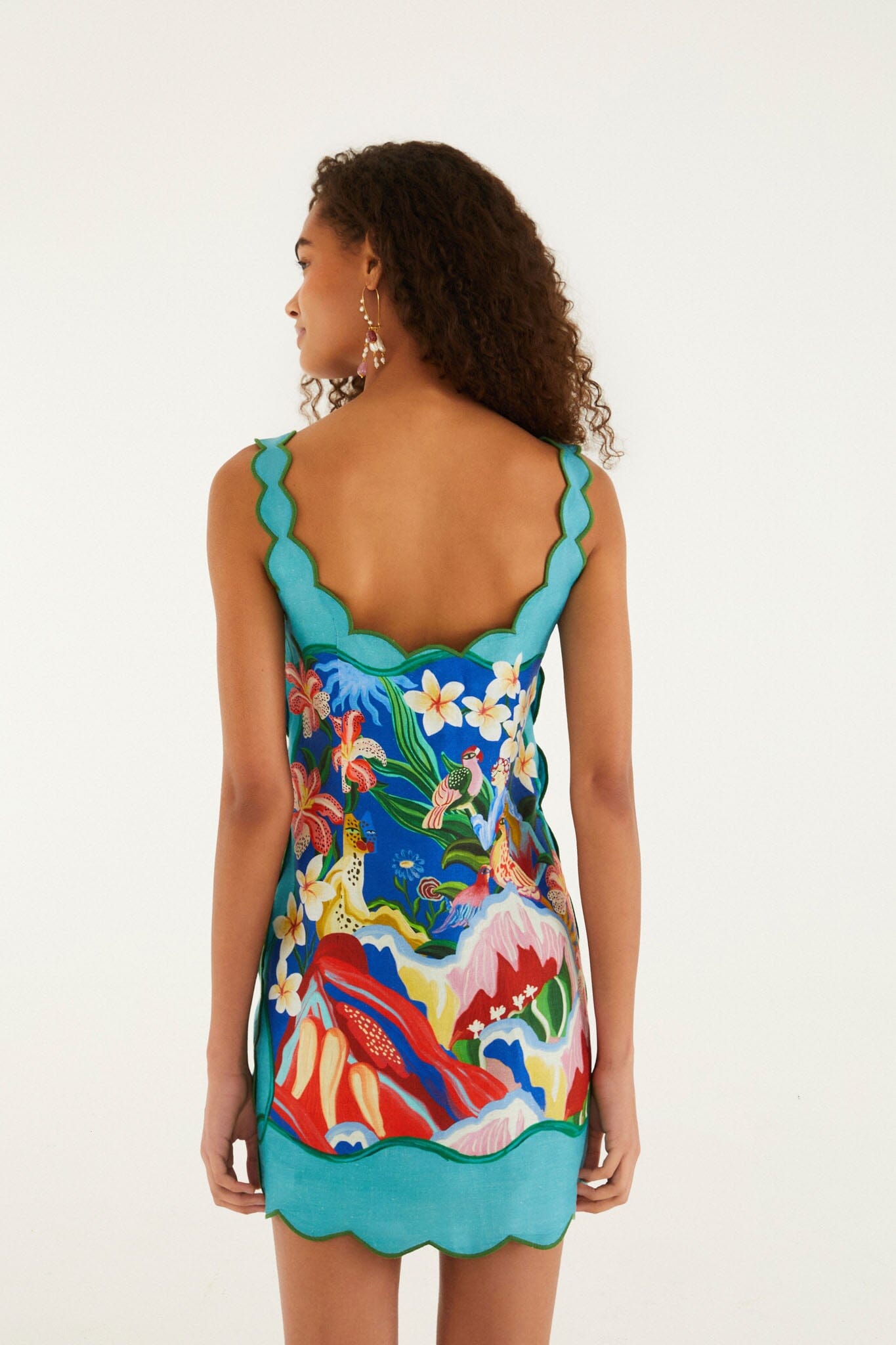 Multicolor Garden Of Life Scarf Scallop Mini Dress