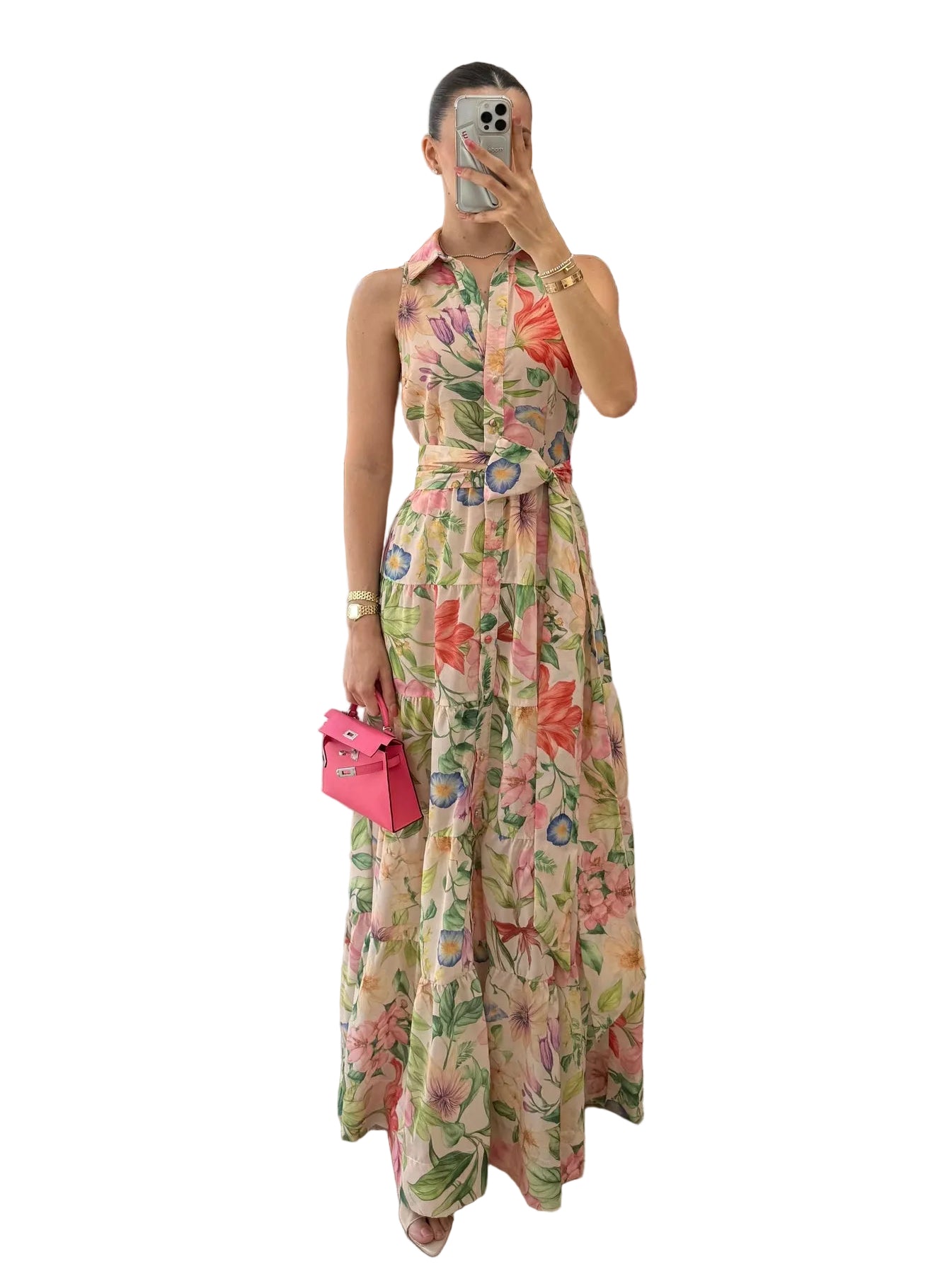 Blush Garden Belted Maxi Dress