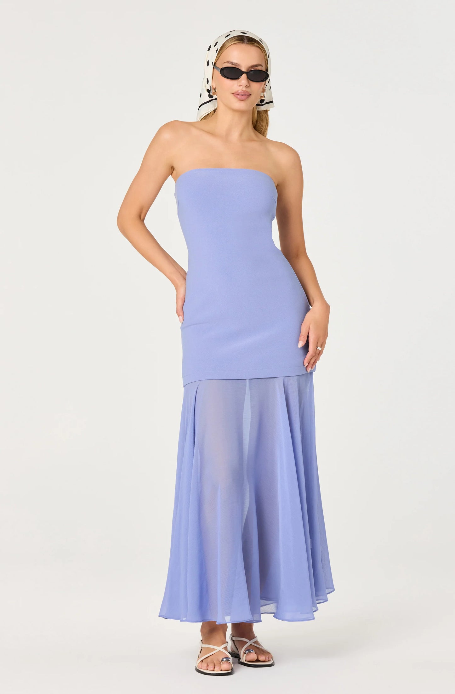 Lizet Strapless Mini Dress with Sheer Maxi Overlay