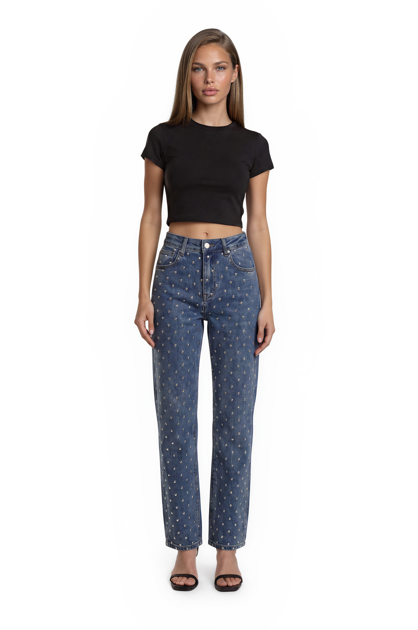 Blue Studded Denim Pants