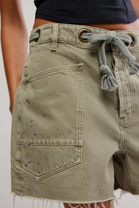 Moxie Barrel Denim Shorts-Fern