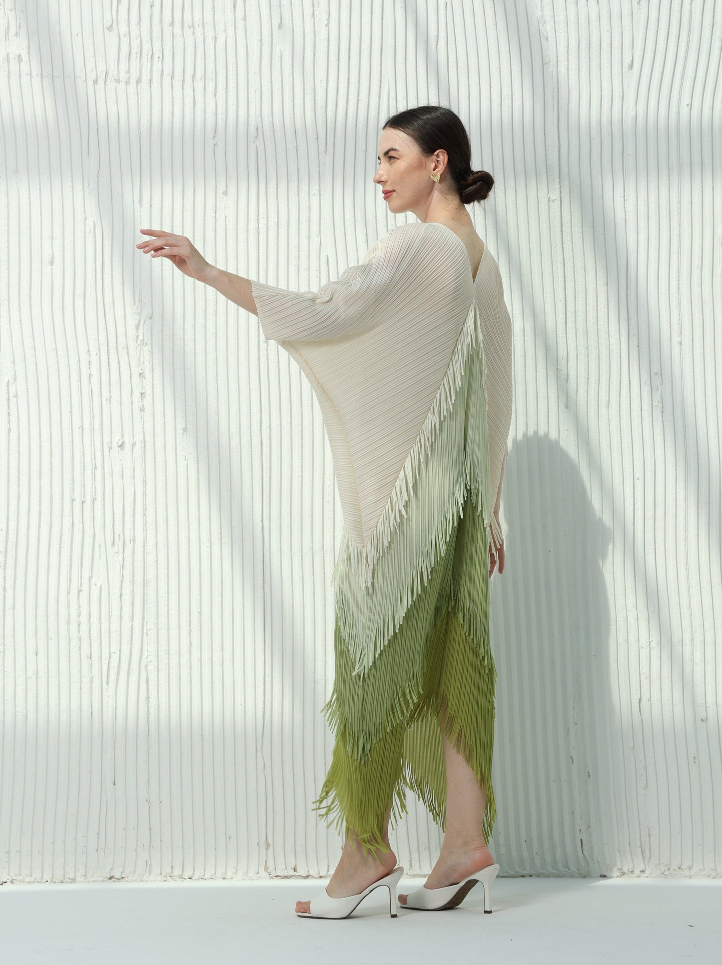 Sage Fringe Kaftan Dress