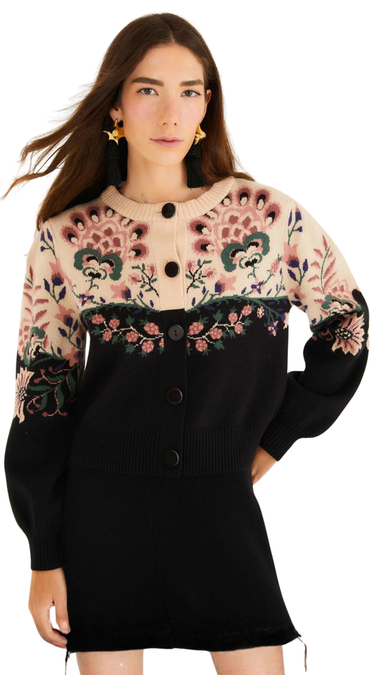 Belle Garden Mixed Knit Cardigan