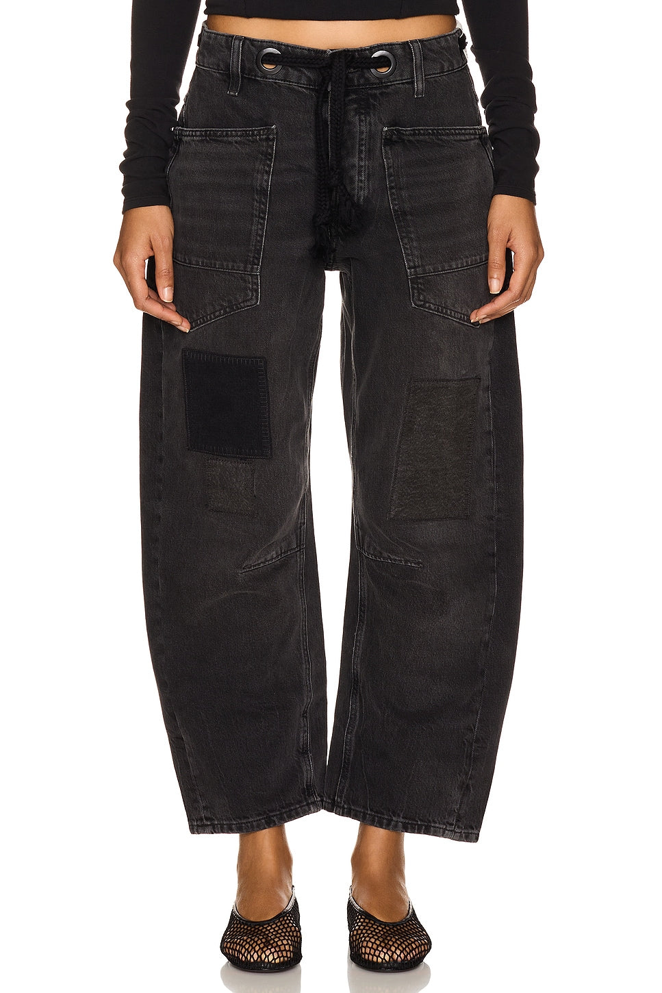 Moxie Low Slung Pull On Barrel Wide Leg-Night Hawk