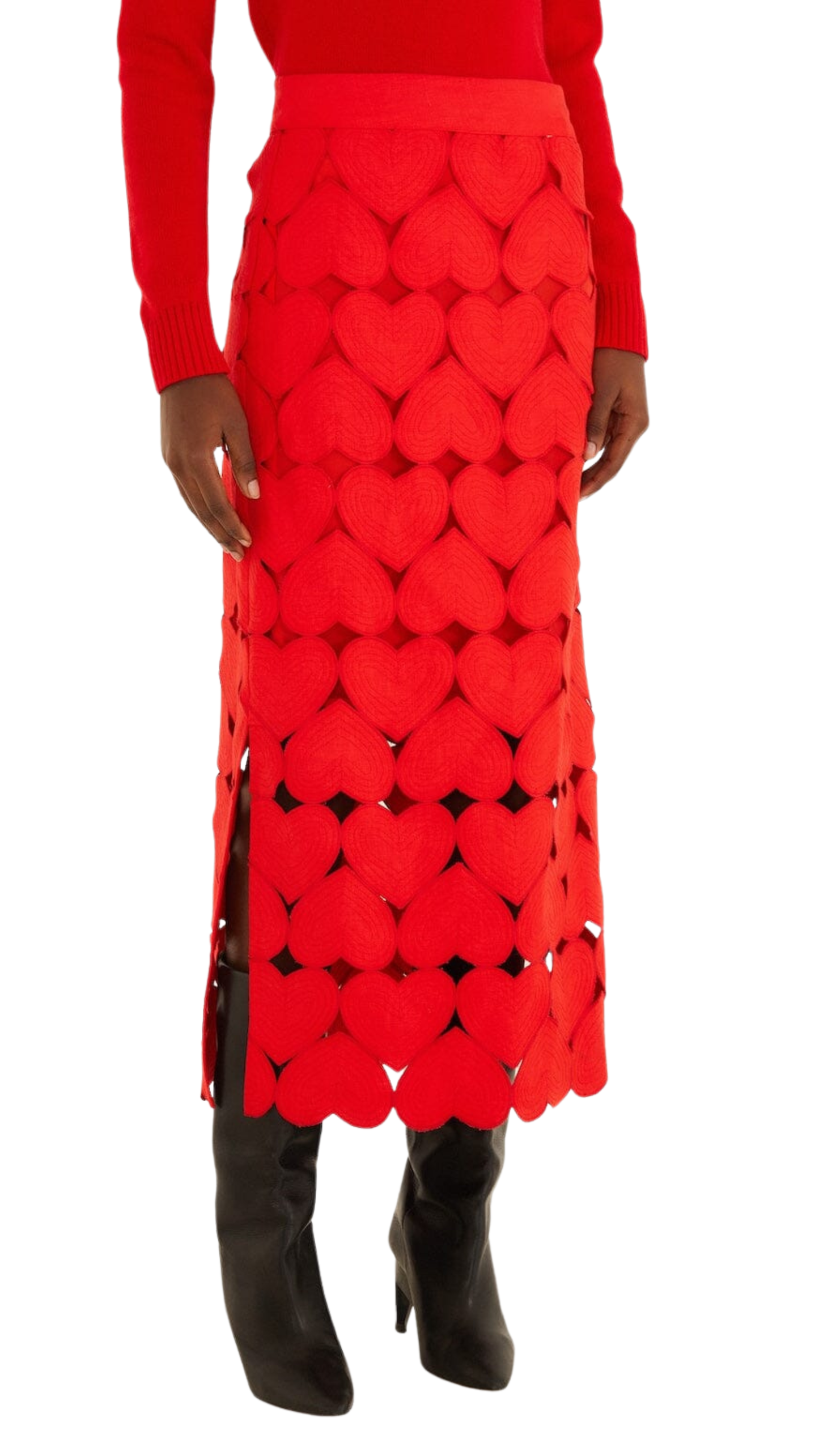 Red Hearts Linen Skirt
