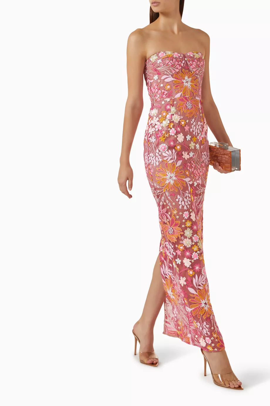 Mallorca Sequin Dahlia Strapless Maxi Dress