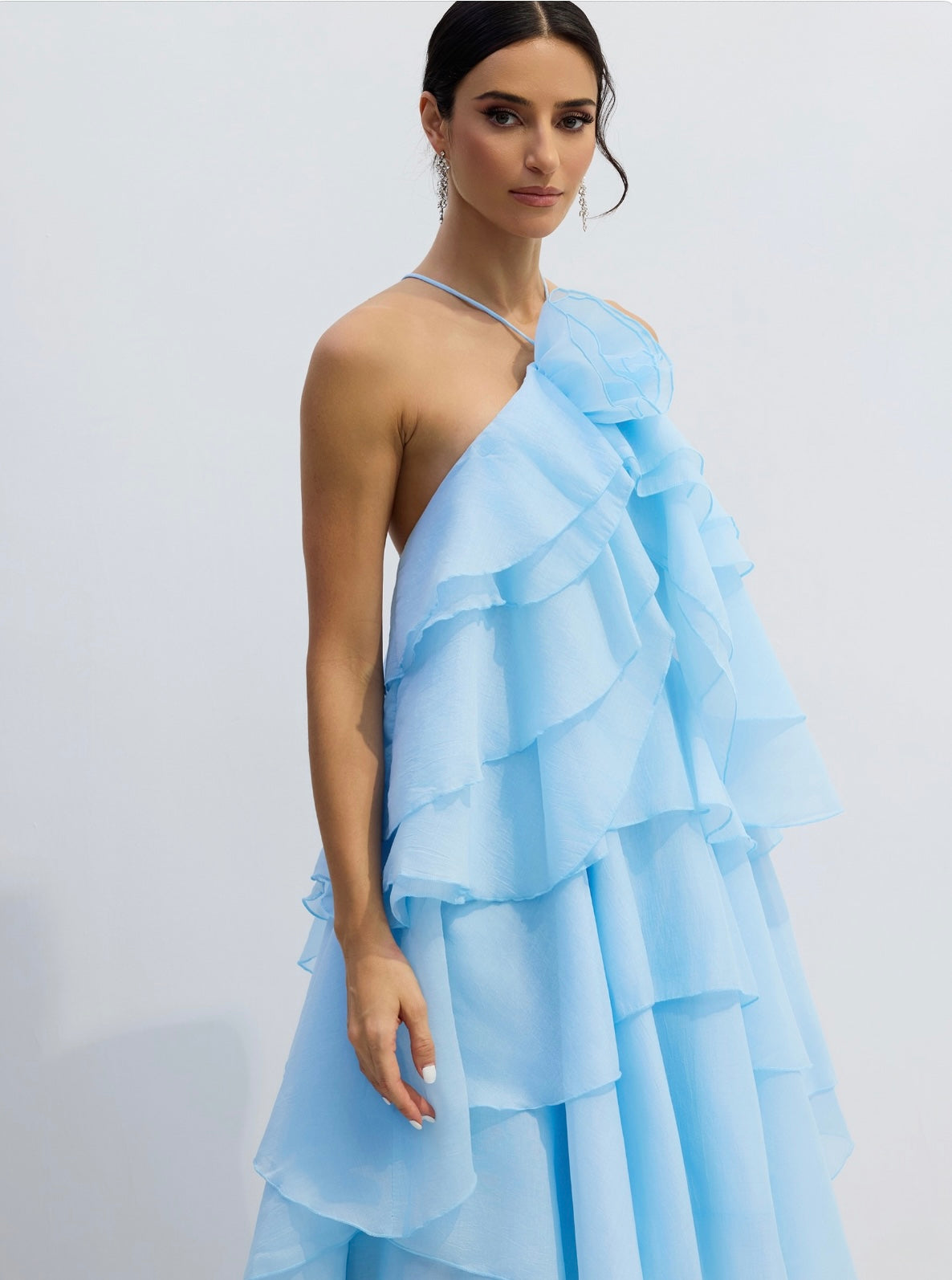 Sky Blossom Tiered Maxi Dress