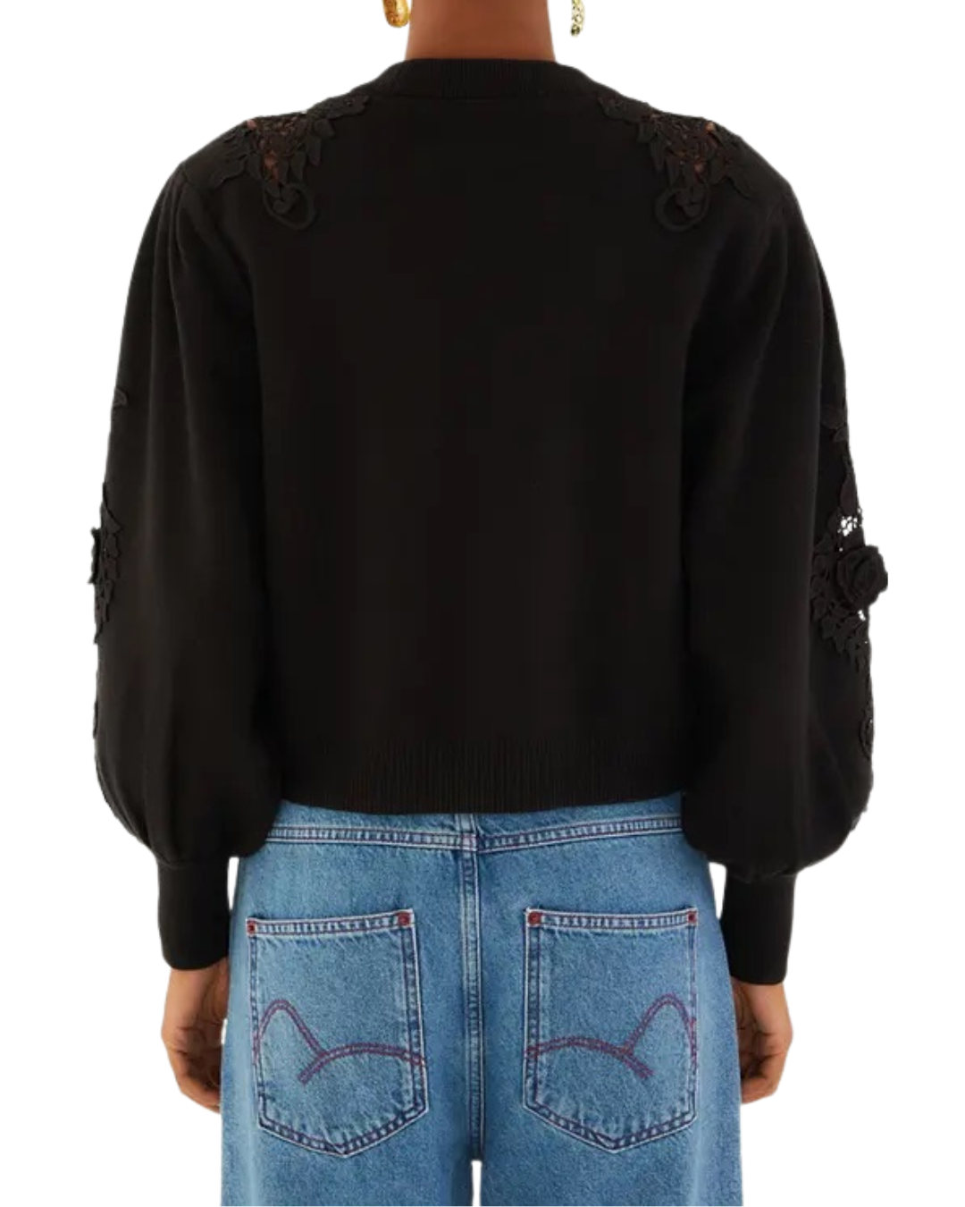 Black Lace Knit Sweater