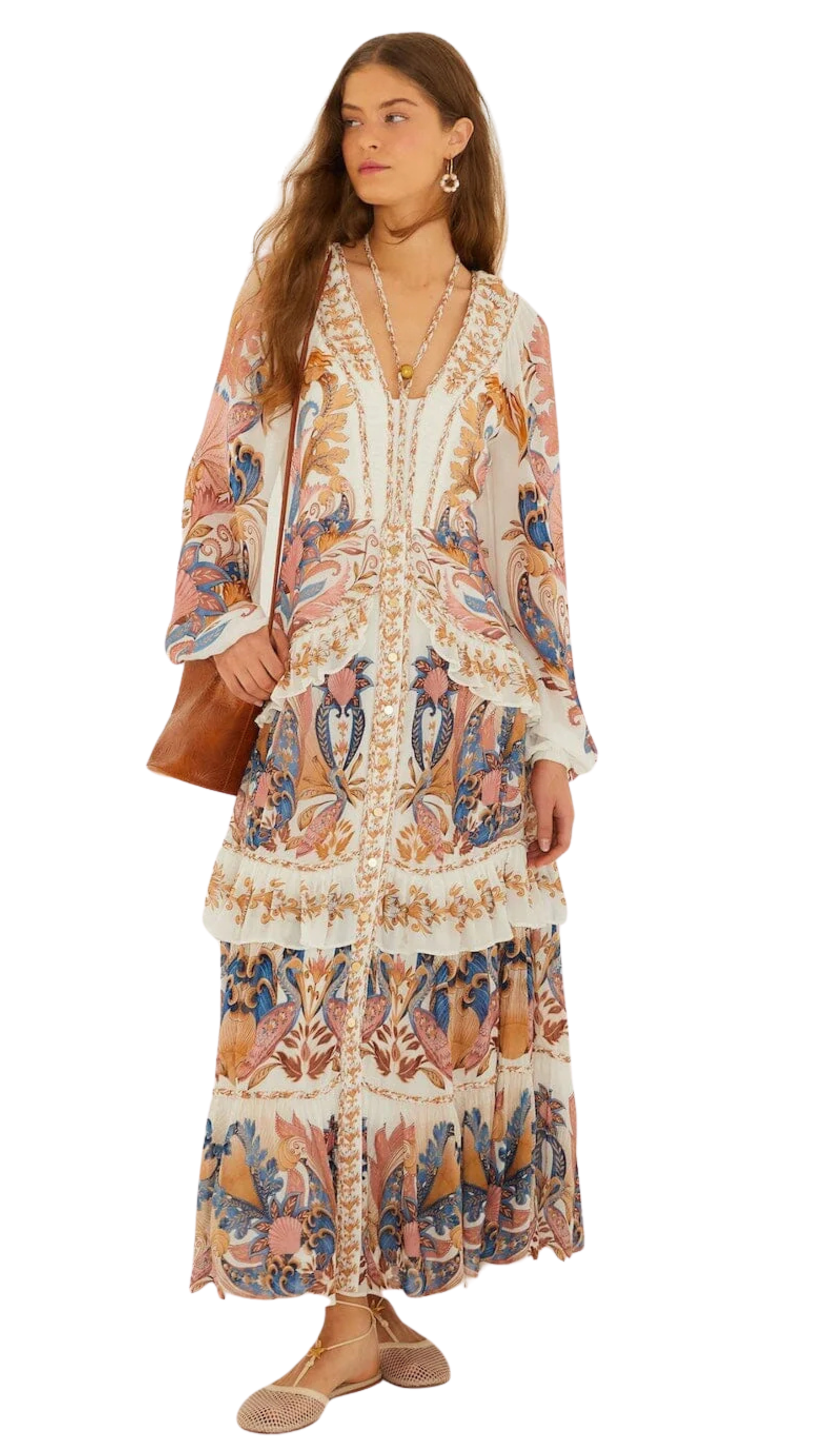 Off-White Sea Garden Ruffled Maxi Dress