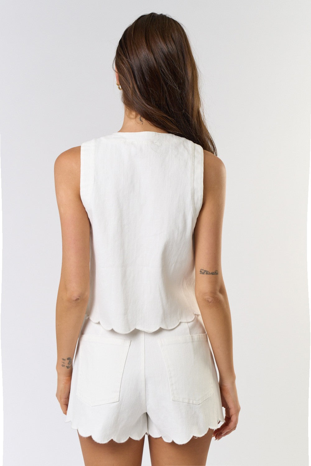 White Denim Cut Out Set