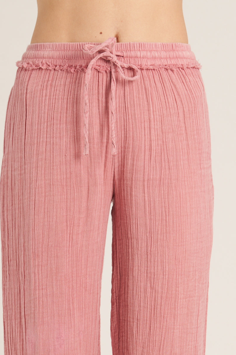 Rose Textured Straight-Leg Pants